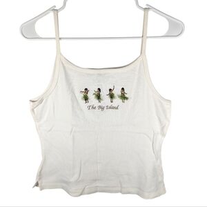 Kavio! Y2K Hawaii The Big Island Hula Girl Woman's Lowcut Crop Tank Top Size XL